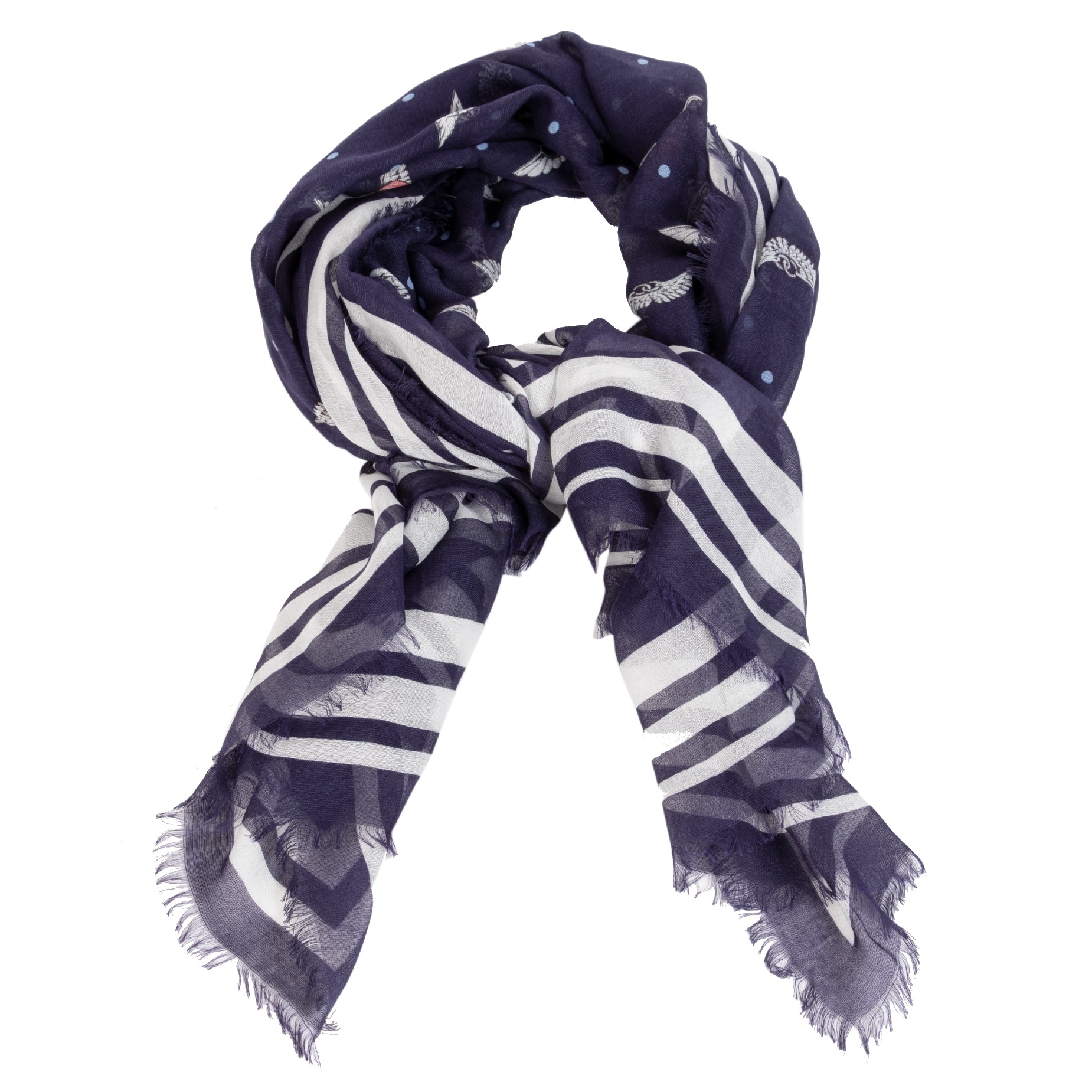Chanel Blue Polka Dot Airlines Logo Mondal Scarf for sale online at Labellov