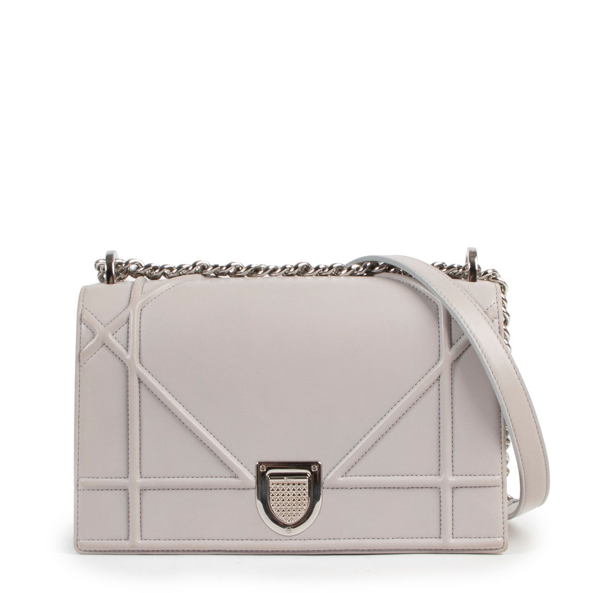 shop safe online secondhand Christian Dior Light Grey Diorama Flap Bag