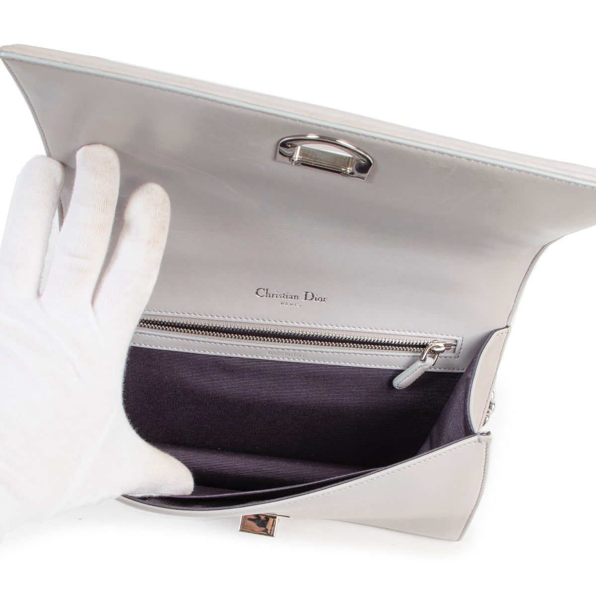 Sac à rabat Diorama Christian Dior moyen gris clair