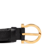 Ferragamo Black Gold Belt - Size 7