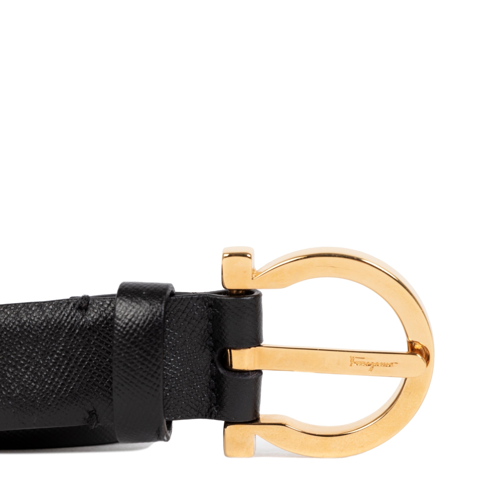 Ferragamo Black Gold Belt - Size 7