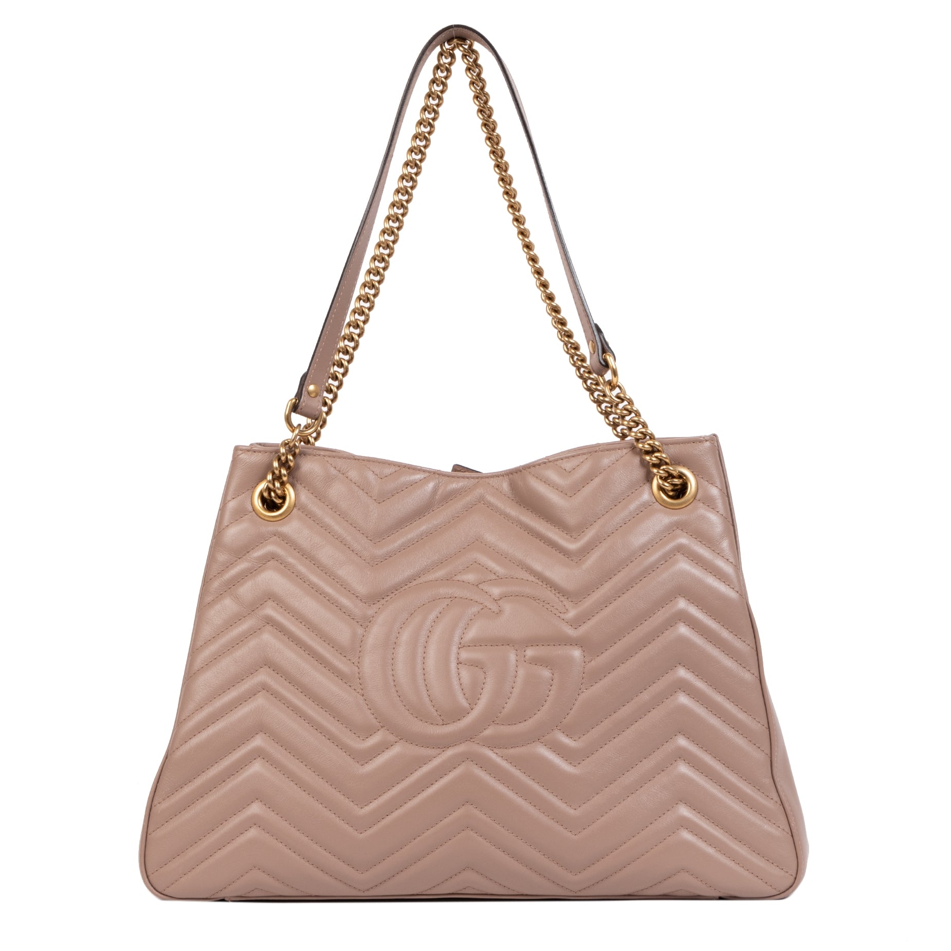 Sac porté épaule Gucci GG Marmont en matelassé rose ancien