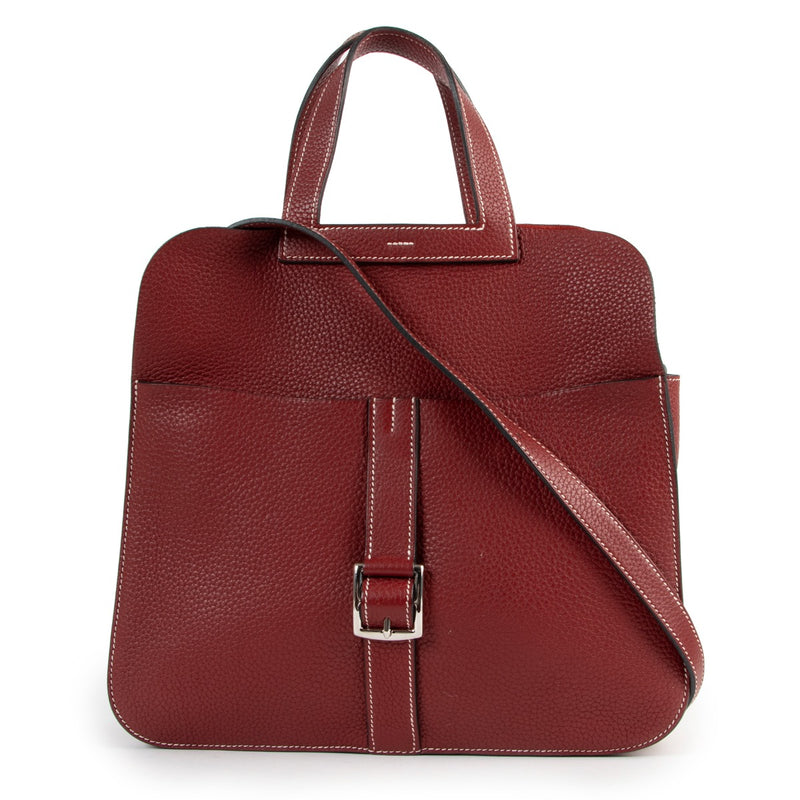 shop online authentic second hand luxury designer Hermès Halzan 31 Rouge H Taurillon Clemence PHW at Labellov