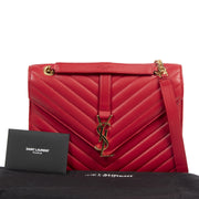 Saint Laurent Envelope Medium Red Leather Bag