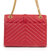 Saint Laurent Envelope Medium Red Leather Bag