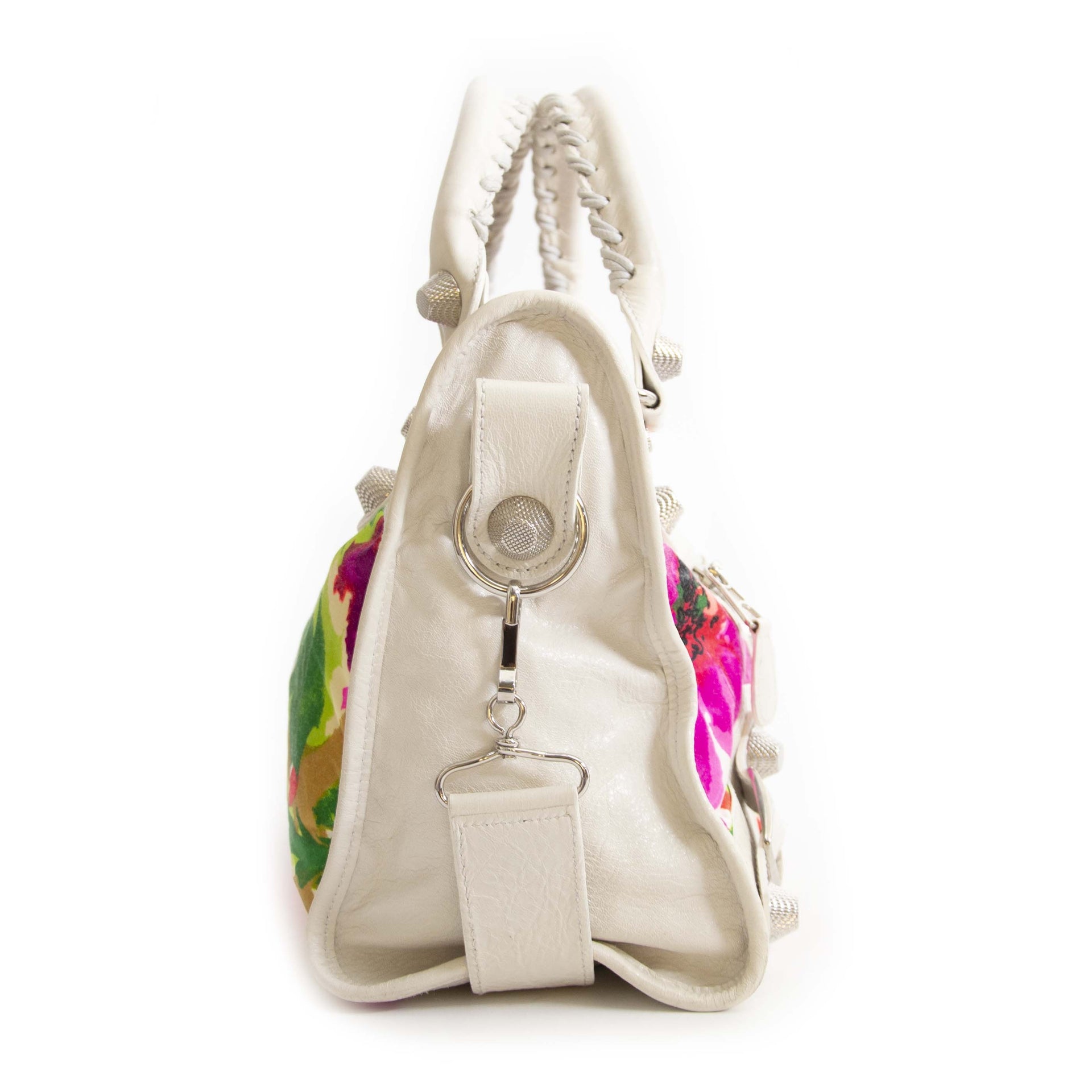Authentieke tweedehands vintage Balenciaga Floral Limited Edition City Bag online shopping webshop LabelLOV