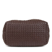 Authentic second-hand vintage Bottega Veneta Intorechato Mini Boston Top Handle Bag Dark Brown Deer buy online webshop LabelLOV