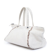 Authentic second-hand vintage Bottega Veneta Cream Cervo Deerskin Perforated Zip Tote buy online webshop LabelLOV