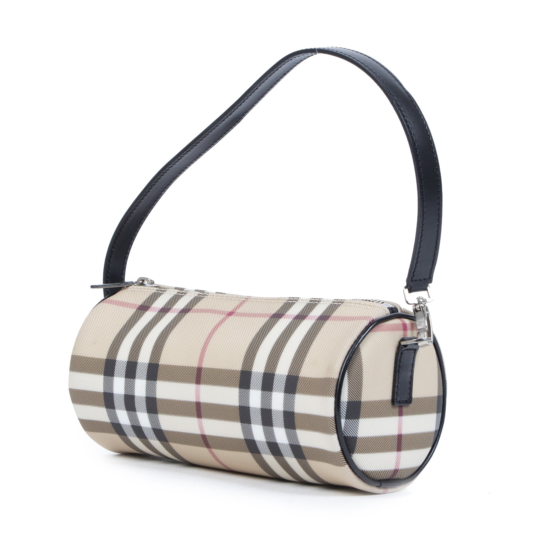 Authentieke Tweedehands Burberry London Nova Check Cylinder Bag juiste prijs veilig online shoppen luxe merken webshop winkelen Antwerpen België mode fashion