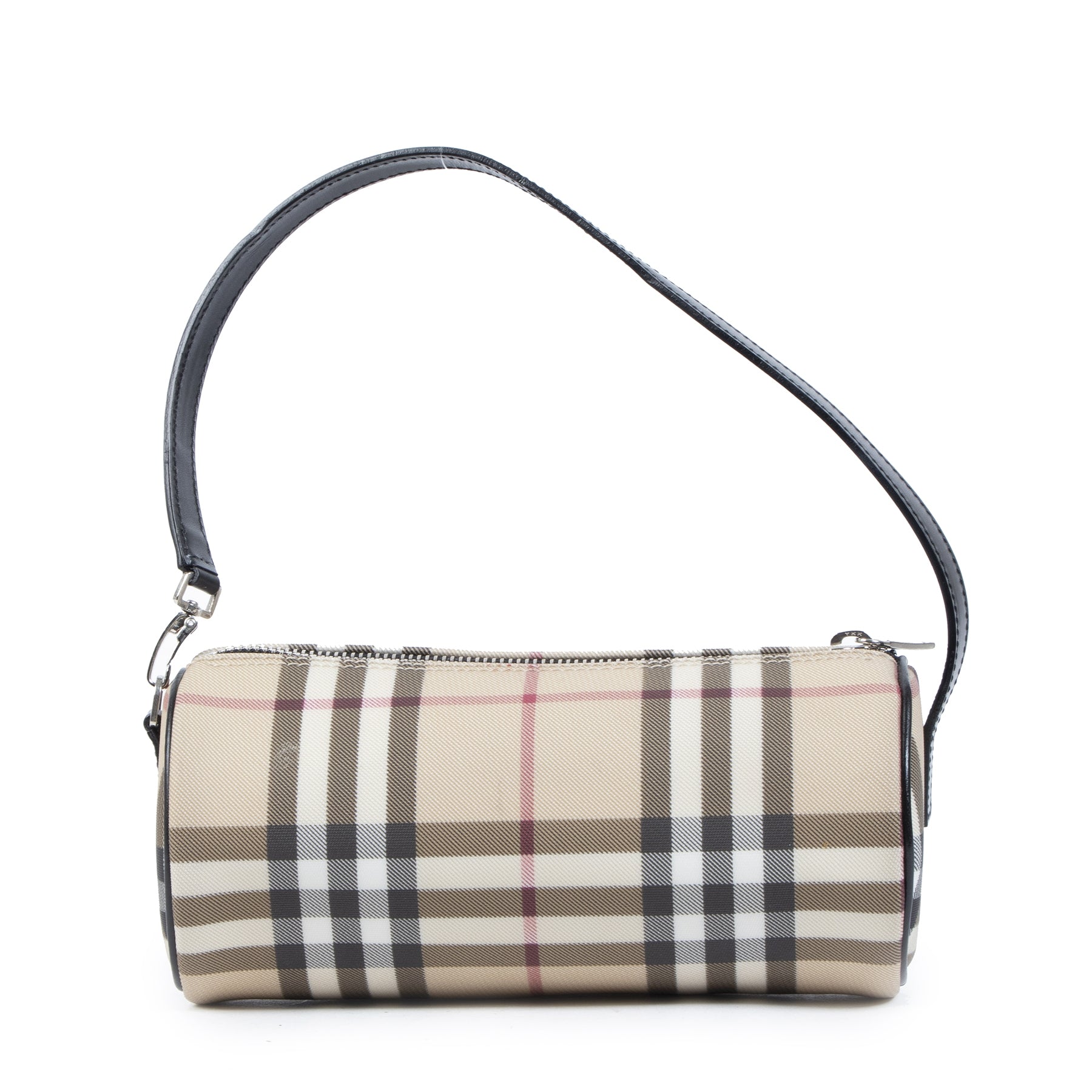 Authentieke Tweedehands Burberry London Nova Check Cylinder Bag juiste prijs veilig online shoppen luxe merken webshop winkelen Antwerpen België mode fashion