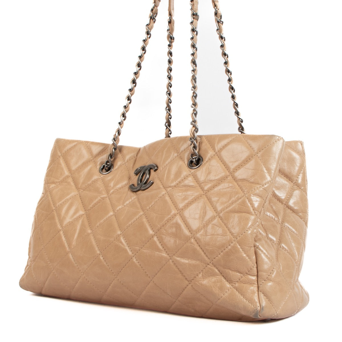 Chanel Tote Bag van geglazuurd kalfsleer in beige