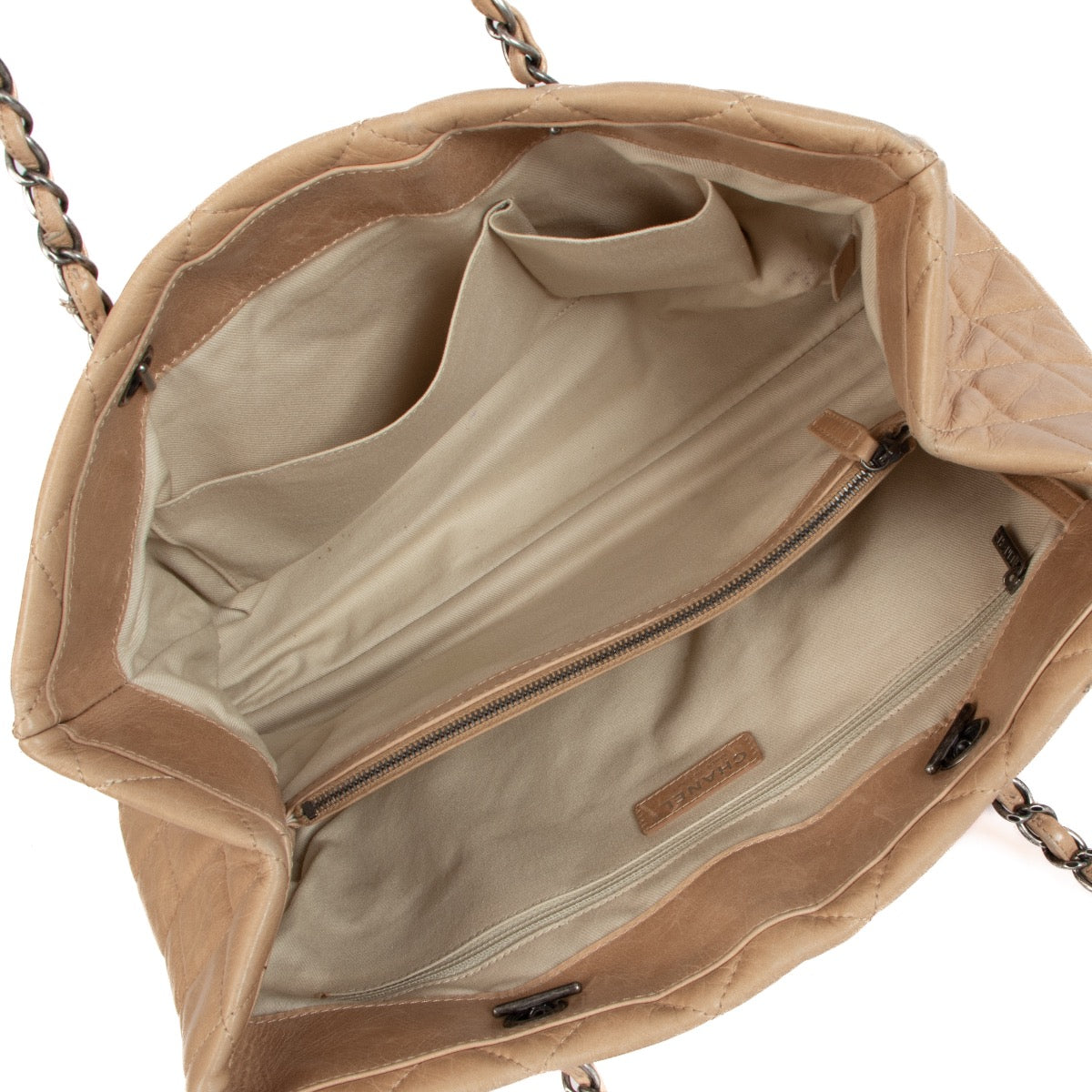 Chanel Tote Bag van geglazuurd kalfsleer in beige