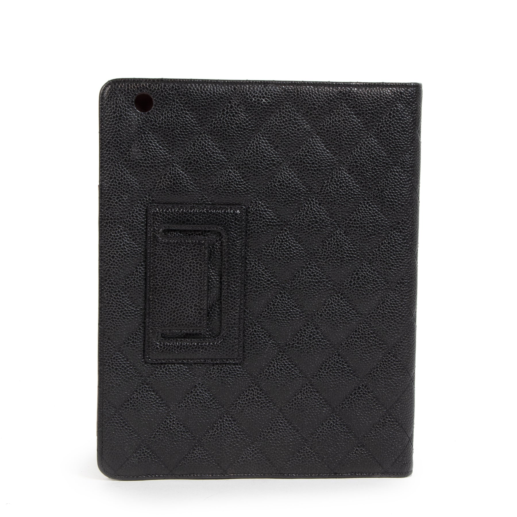 Authentic secondhand Chanel Black Caviar Leather Ipad 2 / 3 Case designer accessories fashion designer brands luxury vintage webshop safe secure online shopping worldwide shipping delivery