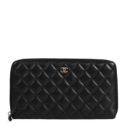 Chanel Black Lambskin Classic Large Zipped Wallet
