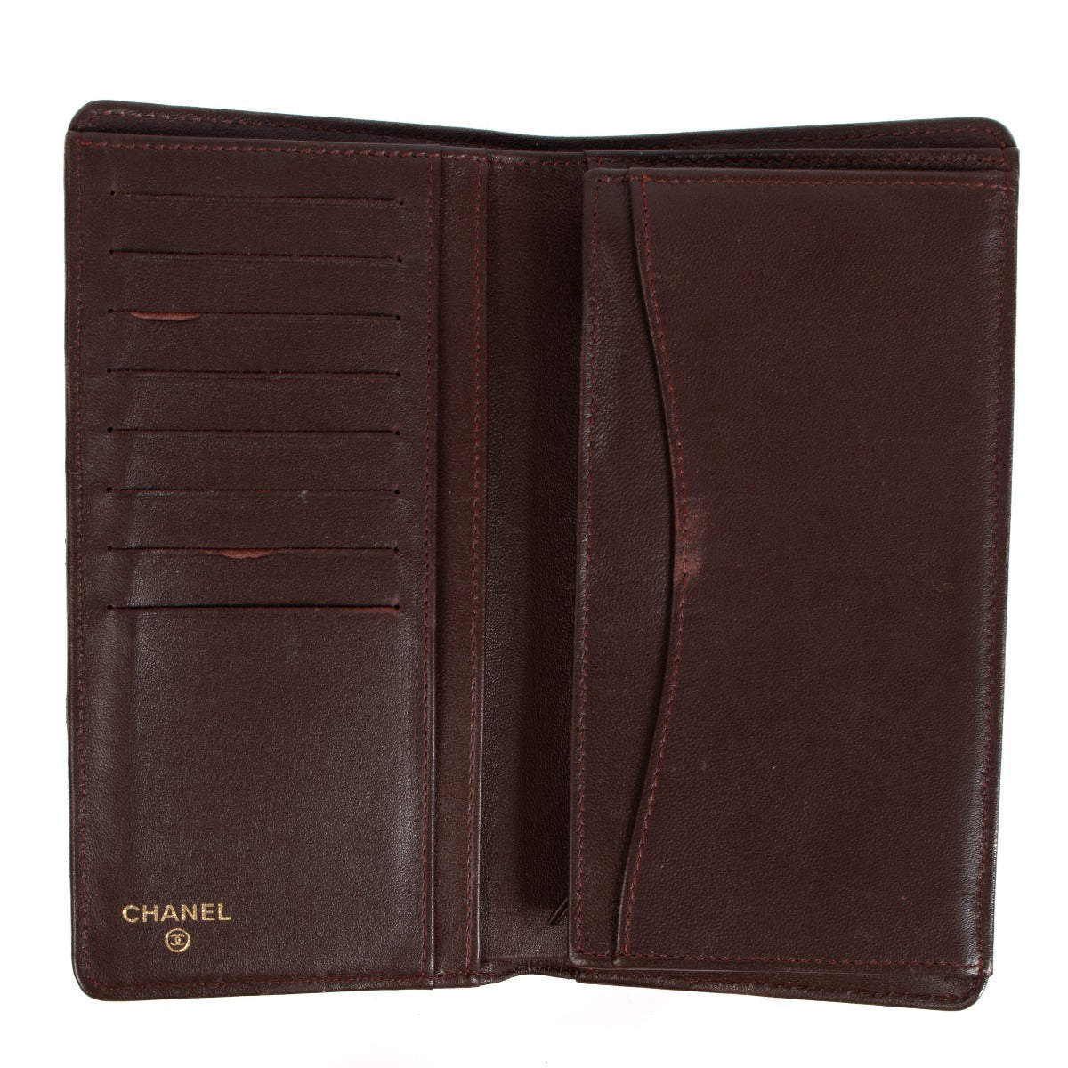 Portefeuille long classique en agneau noir Chanel