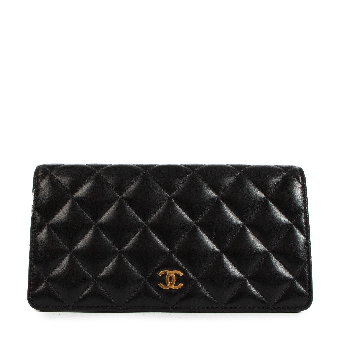 Chanel Black Lambskin Classic Long Wallet