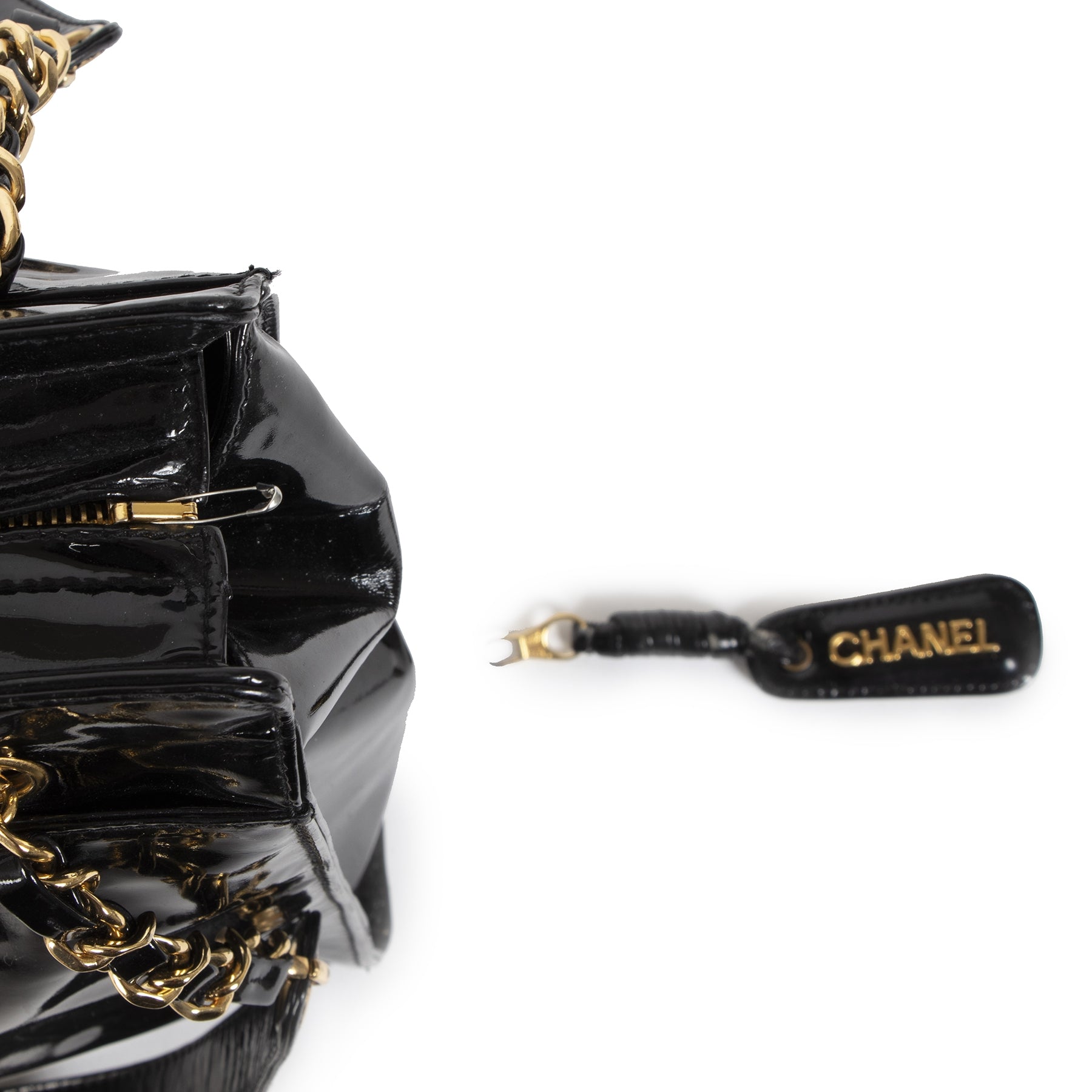 Chanel Black Patent CC Shoulder Bag