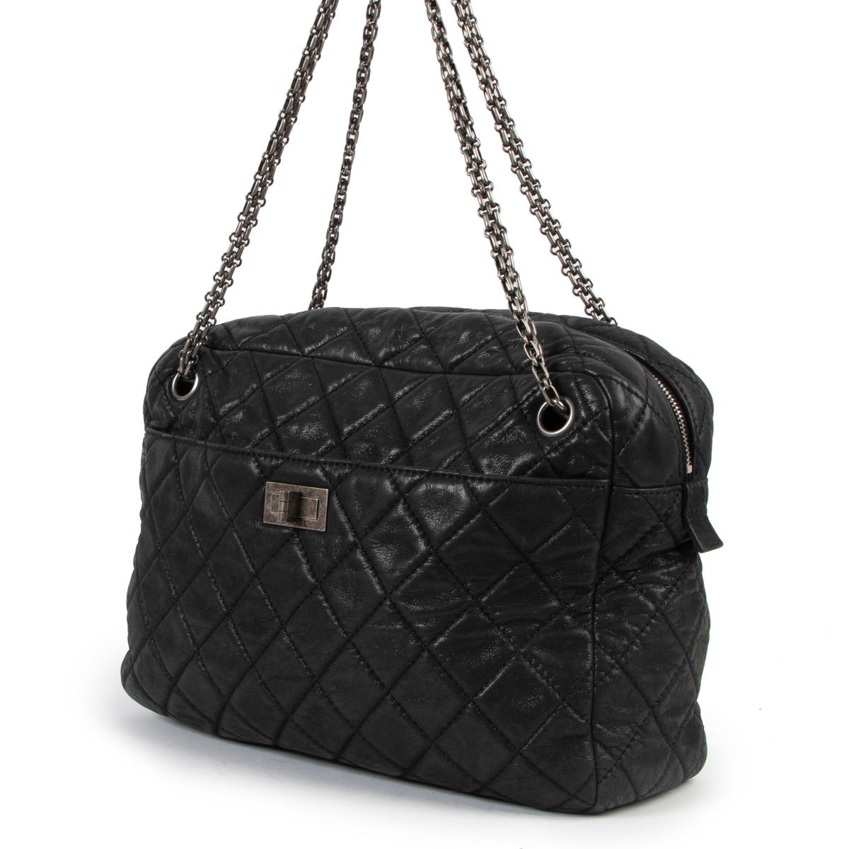 Chanel Black Shimmer 2.55 Reissue Large Camera Bag