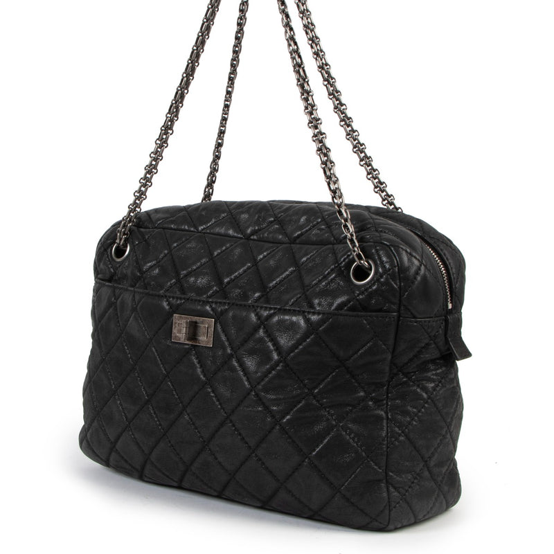 Chanel Black Shimmer 2.55 Reissue Large Camera Bag