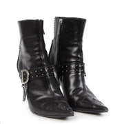 Authentic secondhand Christian Dior Black leather Ankle Boots - Size 37,5 designer shoes fashion luxury vintage webshop safe secure online shopping worldwide shipping