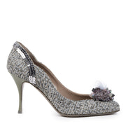 Authentic second-hand vintage Ferragamo Grey Tweed Pumps Size 37 buy online webshop LabelLOV