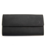 Authentieke tweedehands vintage Louis Vuitton Epi Sarah Wallet Black koop online webshop LabelLOV