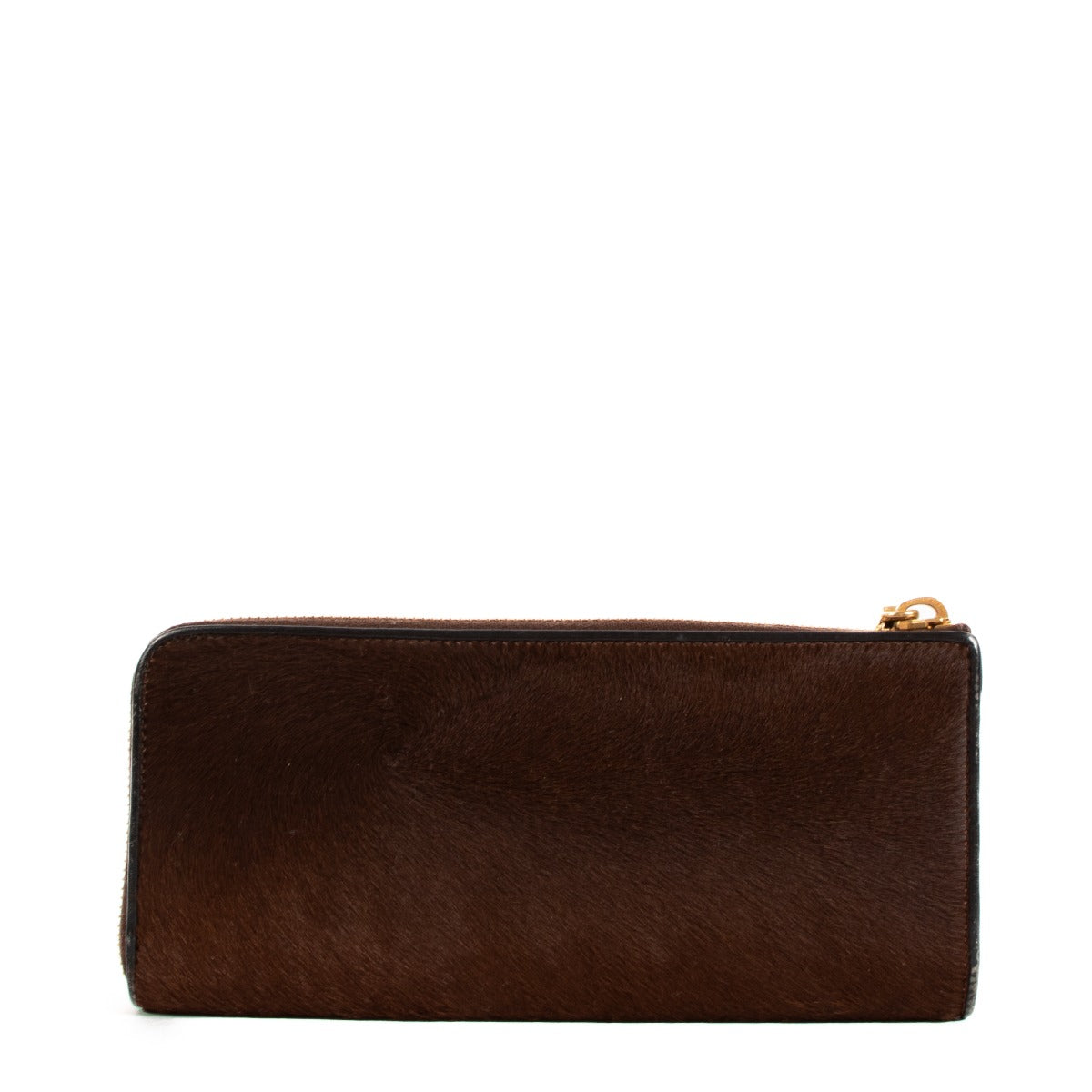 Miu Miu Brown Pony Hair Zipped Wallet