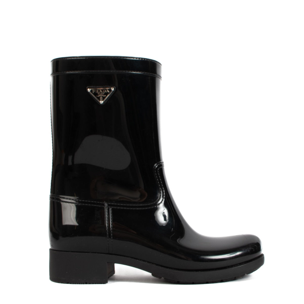 Prada Black Logo Rain Boots