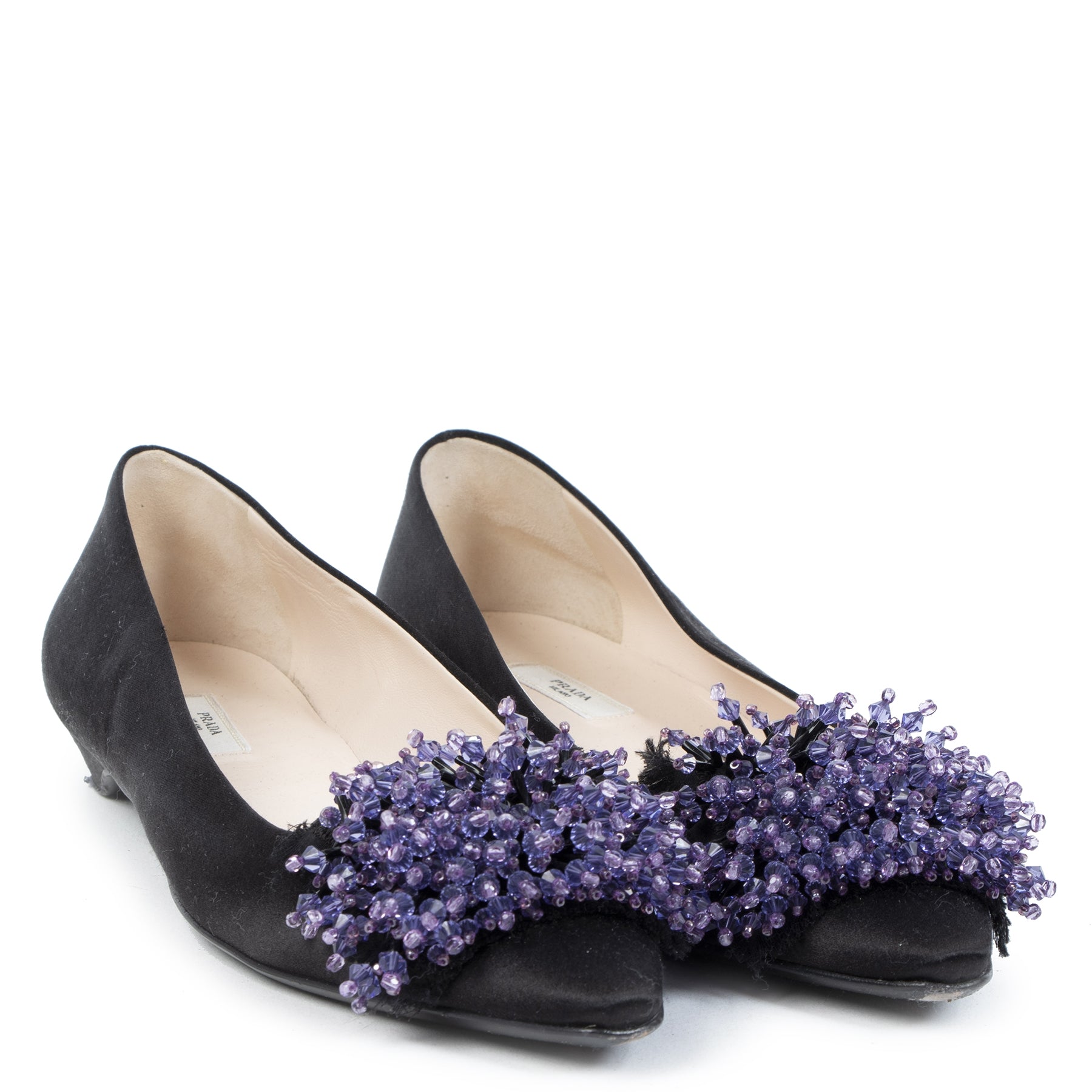 Authentic secondhand Prada Silk Beaded Ballet Flats - Size 36 designer shoes designer brands fashion luxury vintage webshop safe secure online shopping worldwide shipping delivery