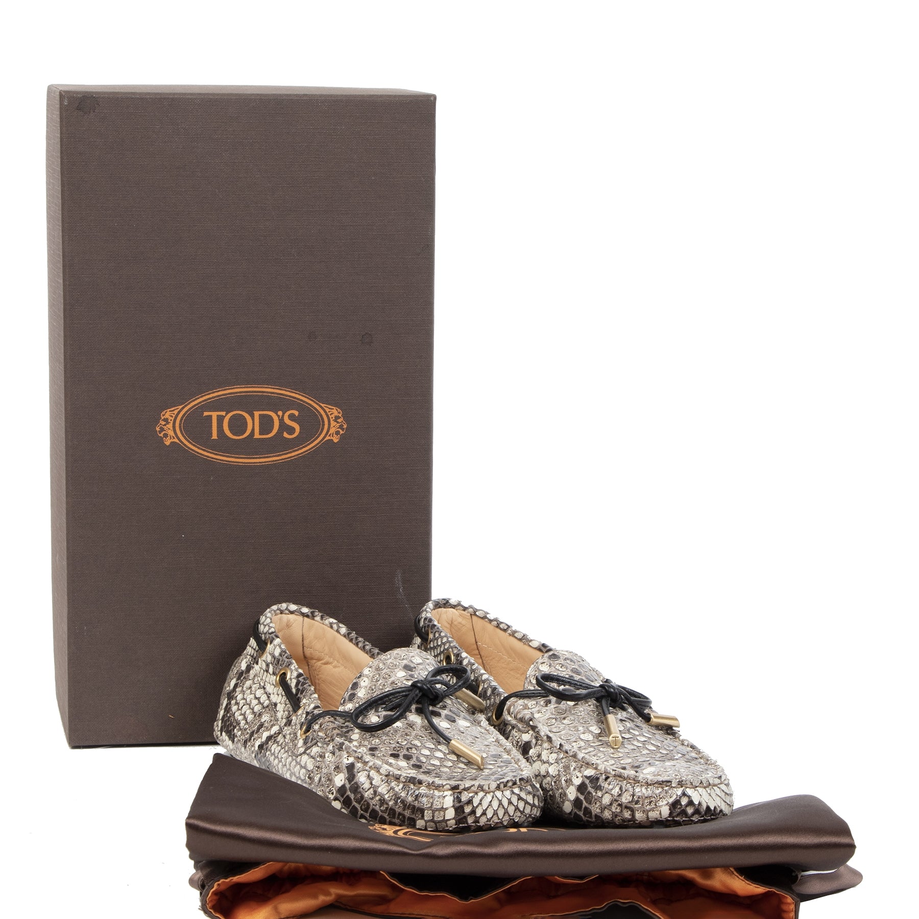 Authentic second-hand vintage Tod's Python Gommino Loafers Size 38 buy online webshop LabelLOV