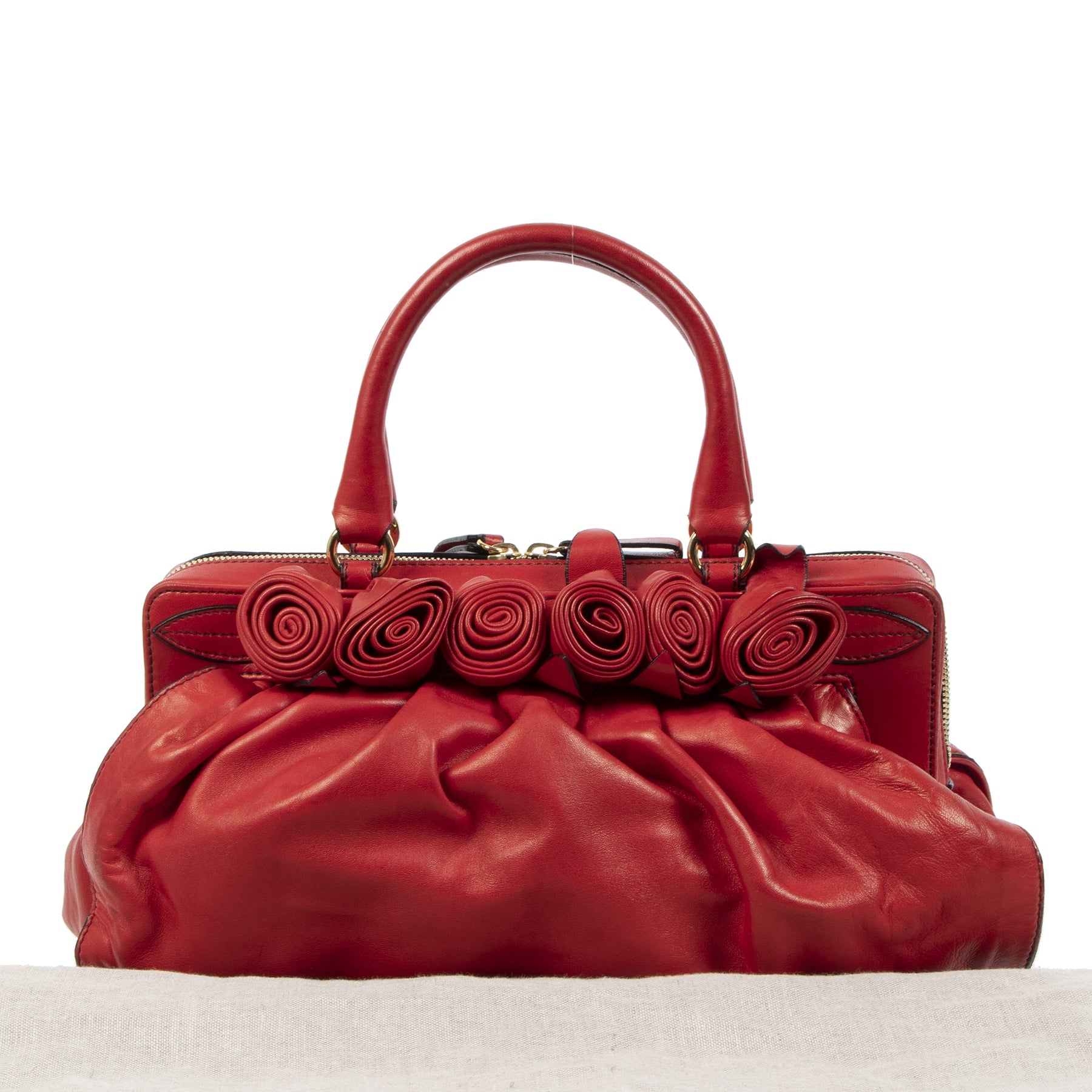Valentino Garavani Red Petale Rose Top Handle Bag – Labellov