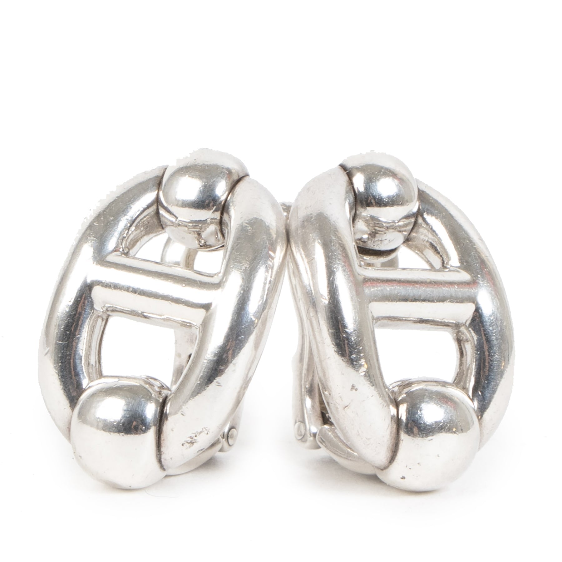 Authentieke Tweedehands Hérmes Chaine D'Ancre Sterling Silver Clip On Earring juiste prijs veilig online shoppen luxe merken webshop winkelen Antwerpen België mode fashion