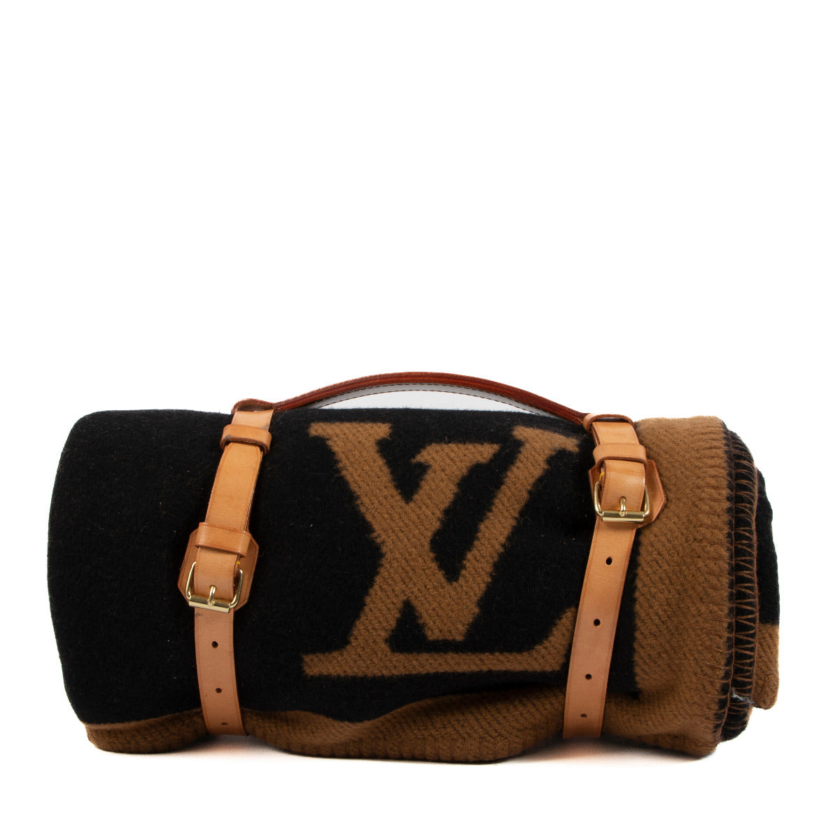Louis Vuitton Black And Brown Wool Picknick Blanket