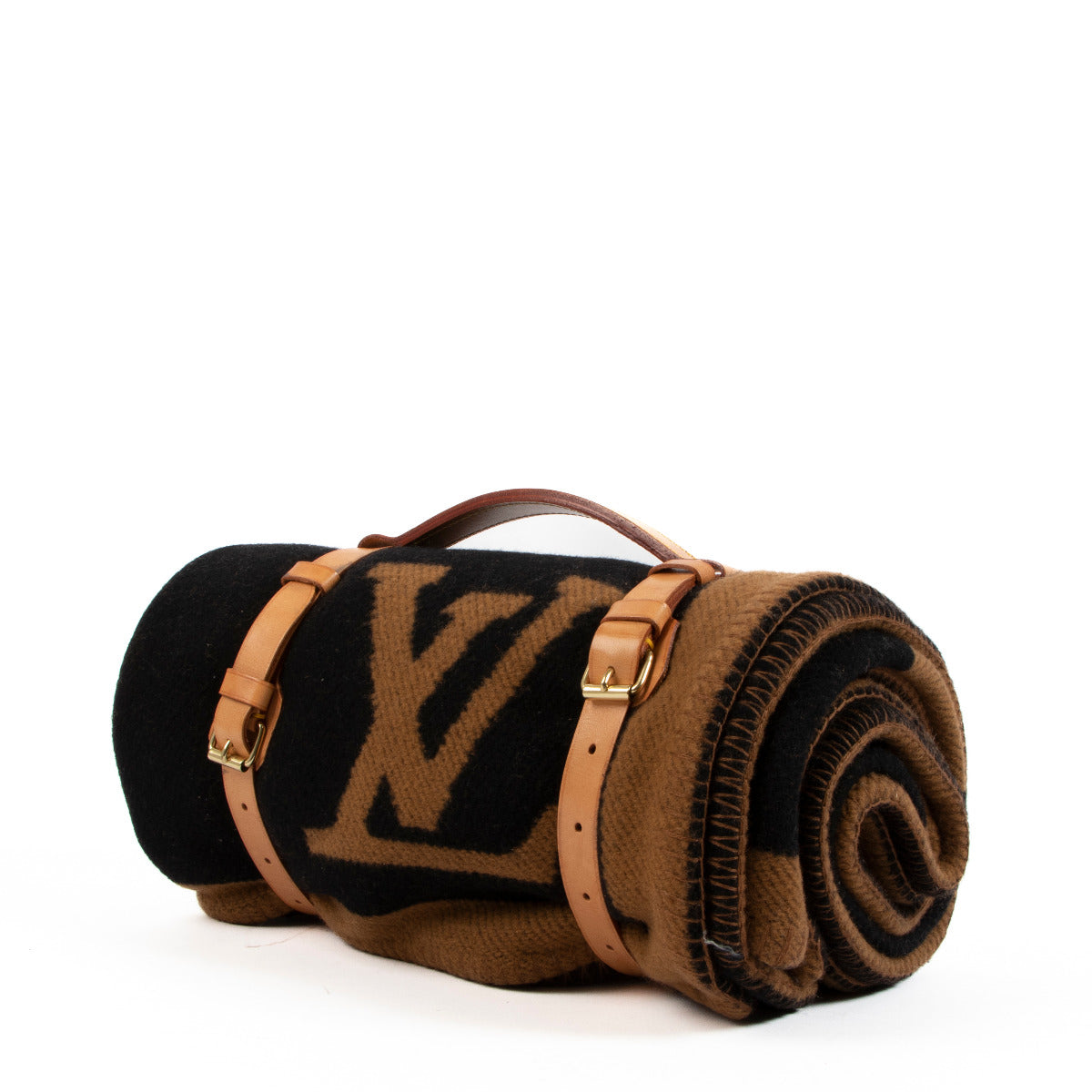 Louis Vuitton Black And Brown Wool Picknick Blanket for the best price available at Labellov