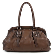 acheteter en linge seconde main Prada Brown Two Tone Leather Frame Bag