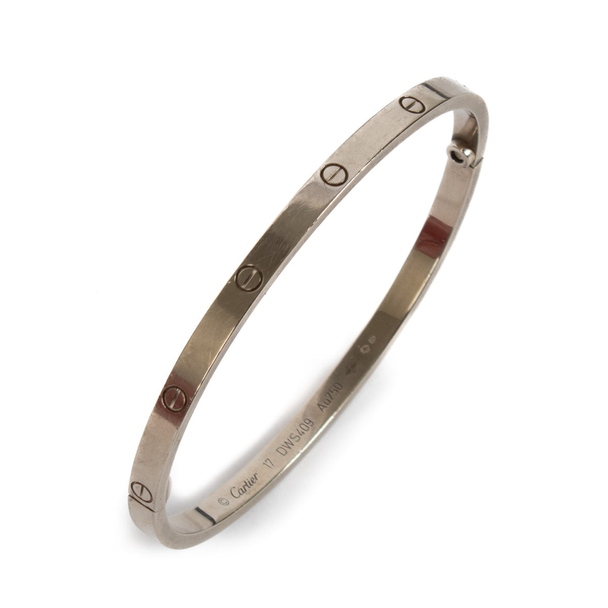 Bracelet LOVE Cartier or blanc petit modèle - Taille 17