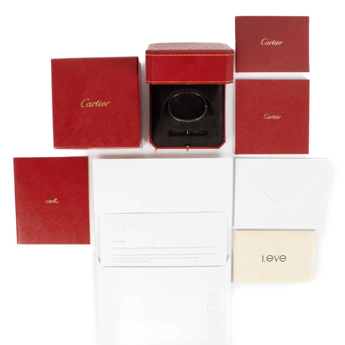 Bracelet LOVE Cartier or blanc petit modèle - Taille 17