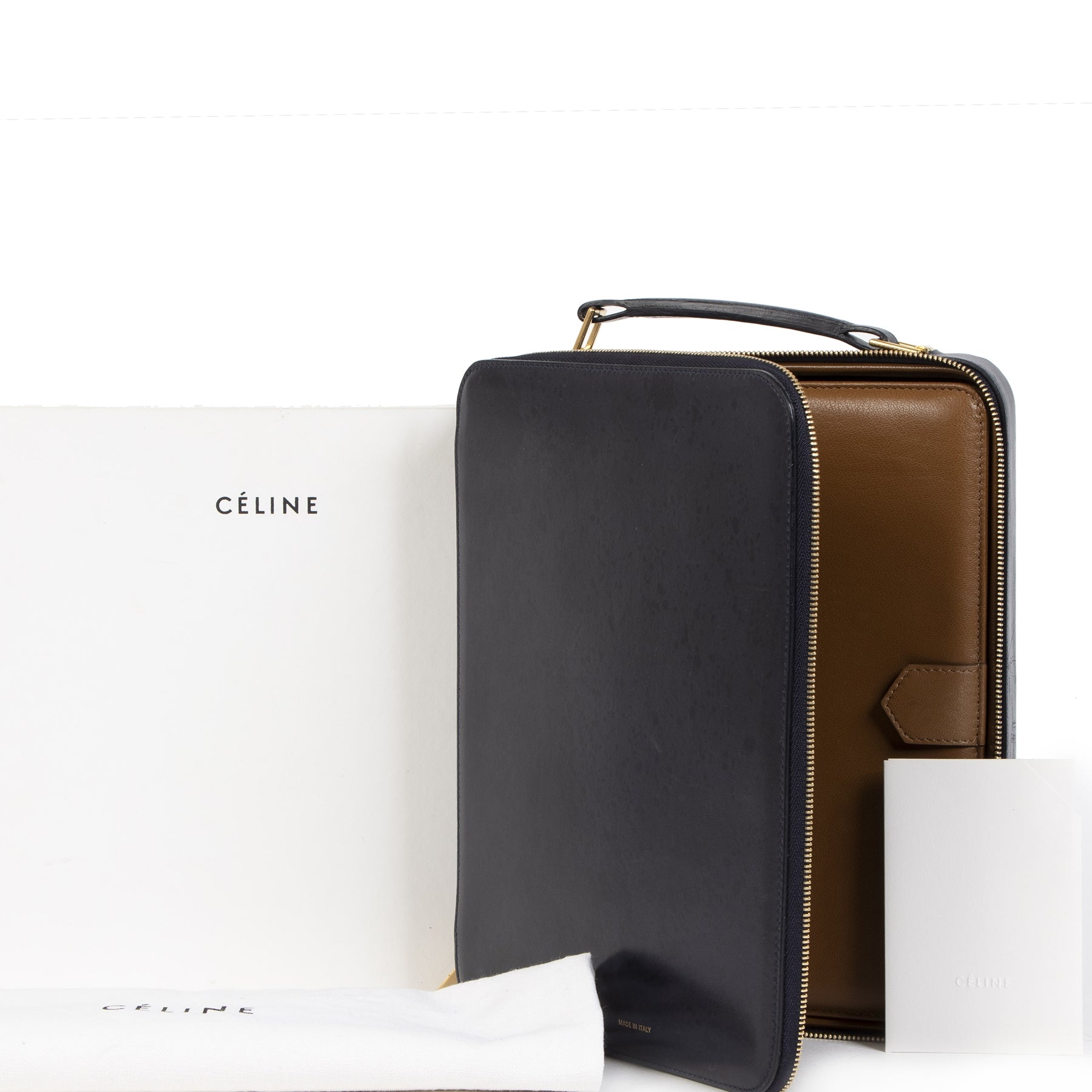 Authentic secondhand Céline Blue Leather Ipad Box designer bags fashion luxury vintage webshop safe secure online shopping