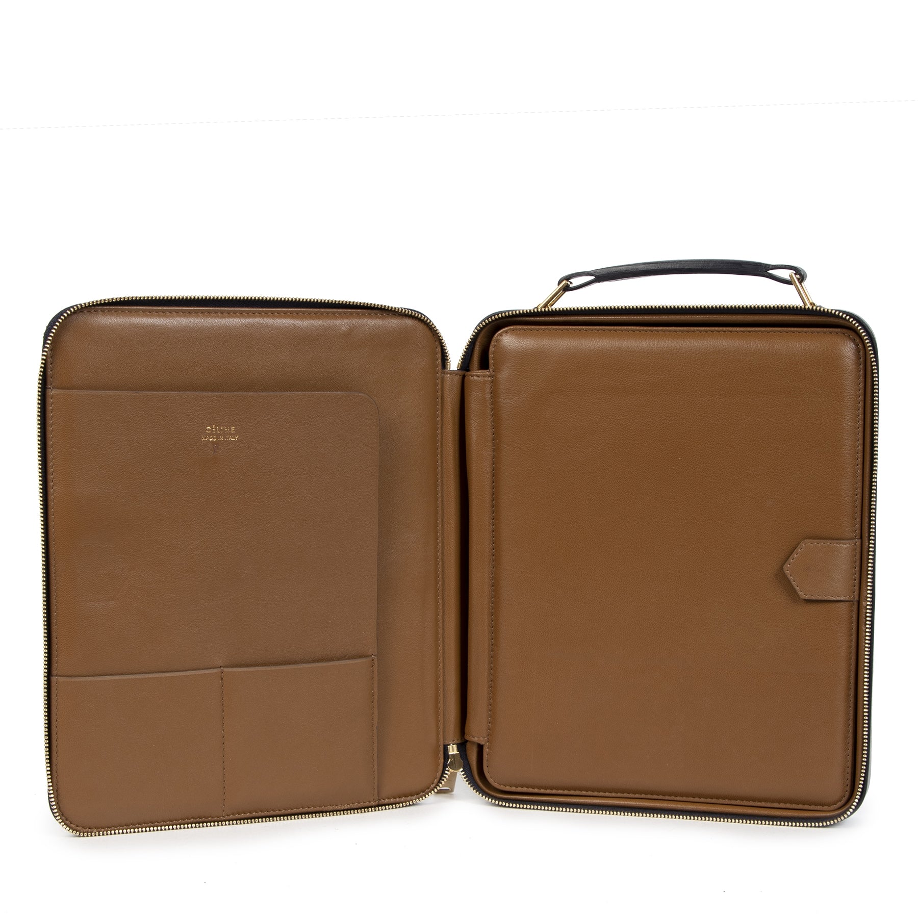 Authentieke Tweedehands Céline Blue Leather Ipad Box juiste prijs veilig online shoppen luxe merken webshop winkelen Antwerpen België mode fashion