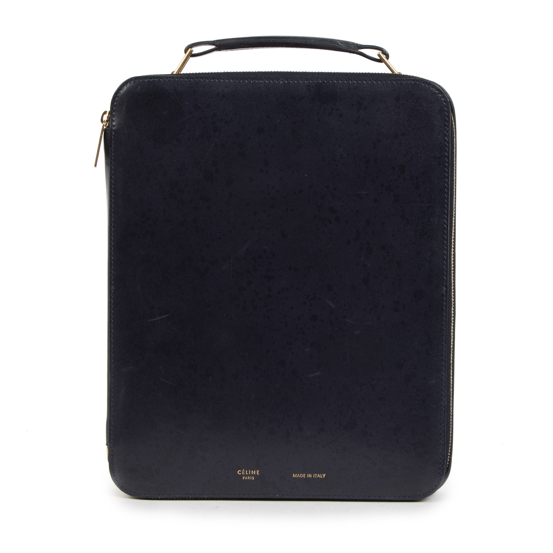 Authentieke Tweedehands Céline Blue Leather Ipad Box juiste prijs veilig online shoppen luxe merken webshop winkelen Antwerpen België mode fashion