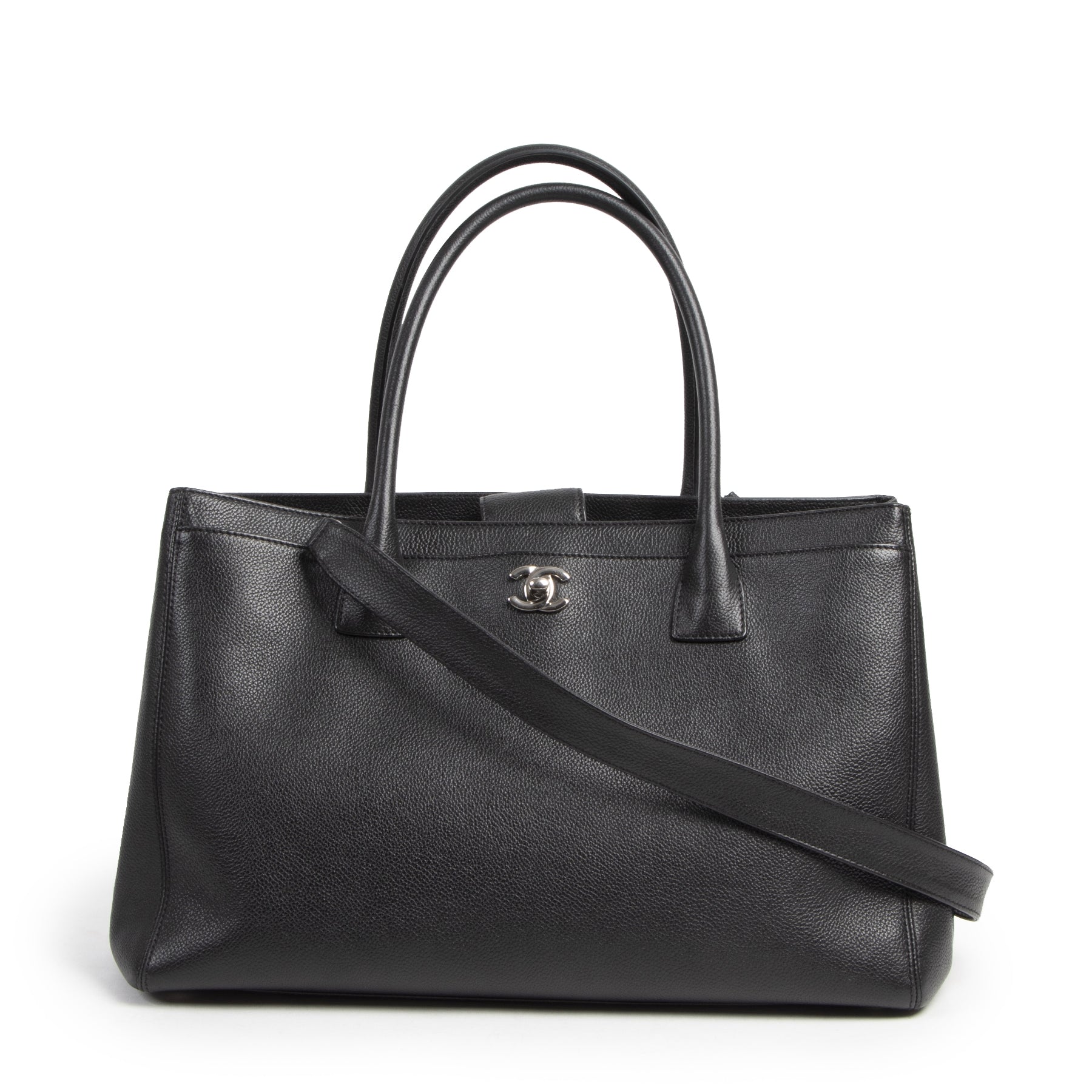 Authentic second-hand vintage Chanel Black Leather Executive Tote buy online webshop LabelLOV