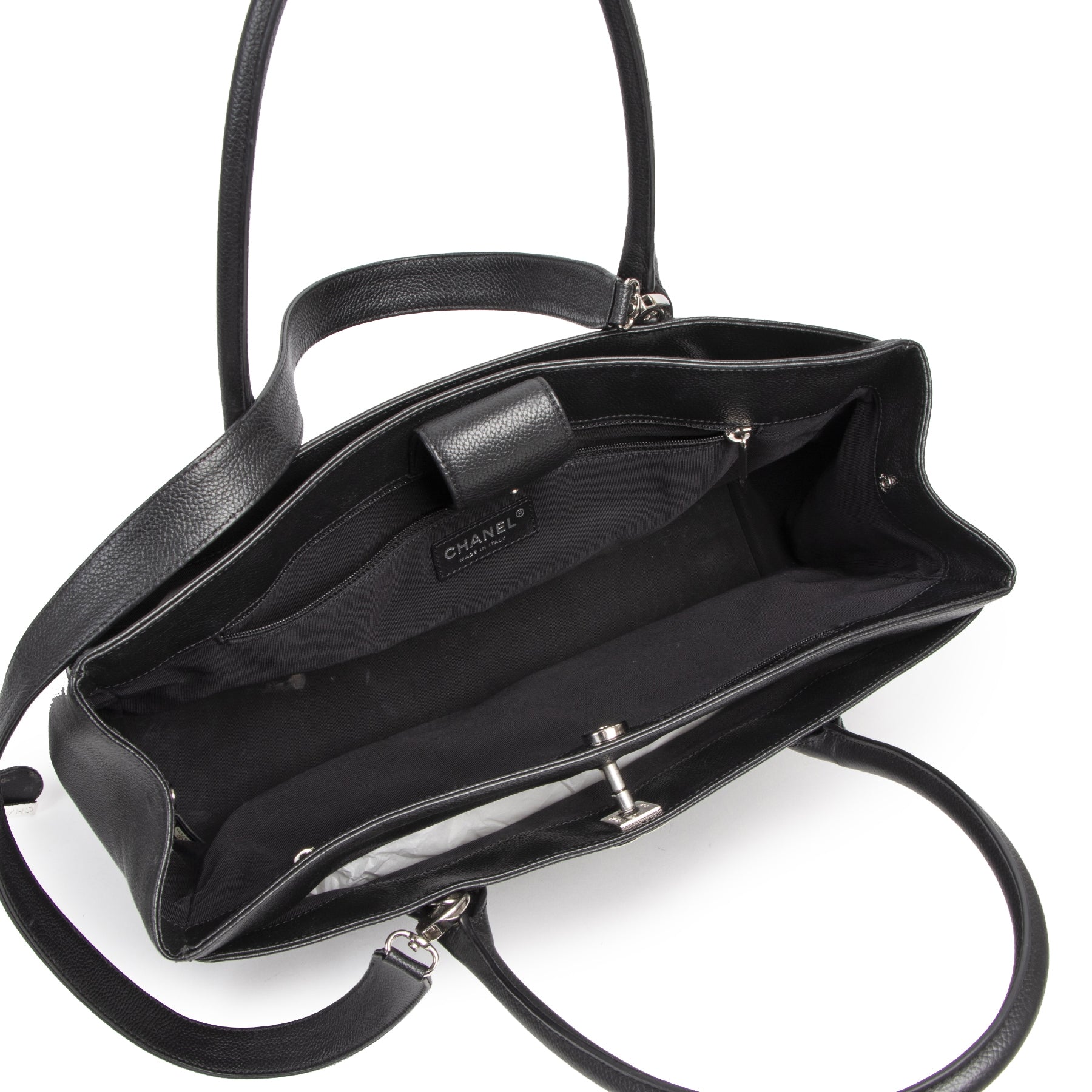 Authentique seconde-main vintage Chanel Black Leather Executive Tote achète en ligne webshop LabelLOV