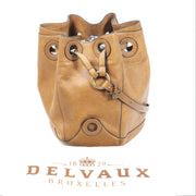 Authentieke Tweedehands Delvaux Camel Bucket Bag juiste prijs veilig online shoppen luxe merken webshop winkelen Antwerpen België mode fashion