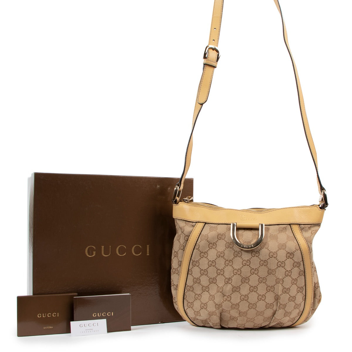 Gucci Beige GG Canvas Abbey Crossbody Bag