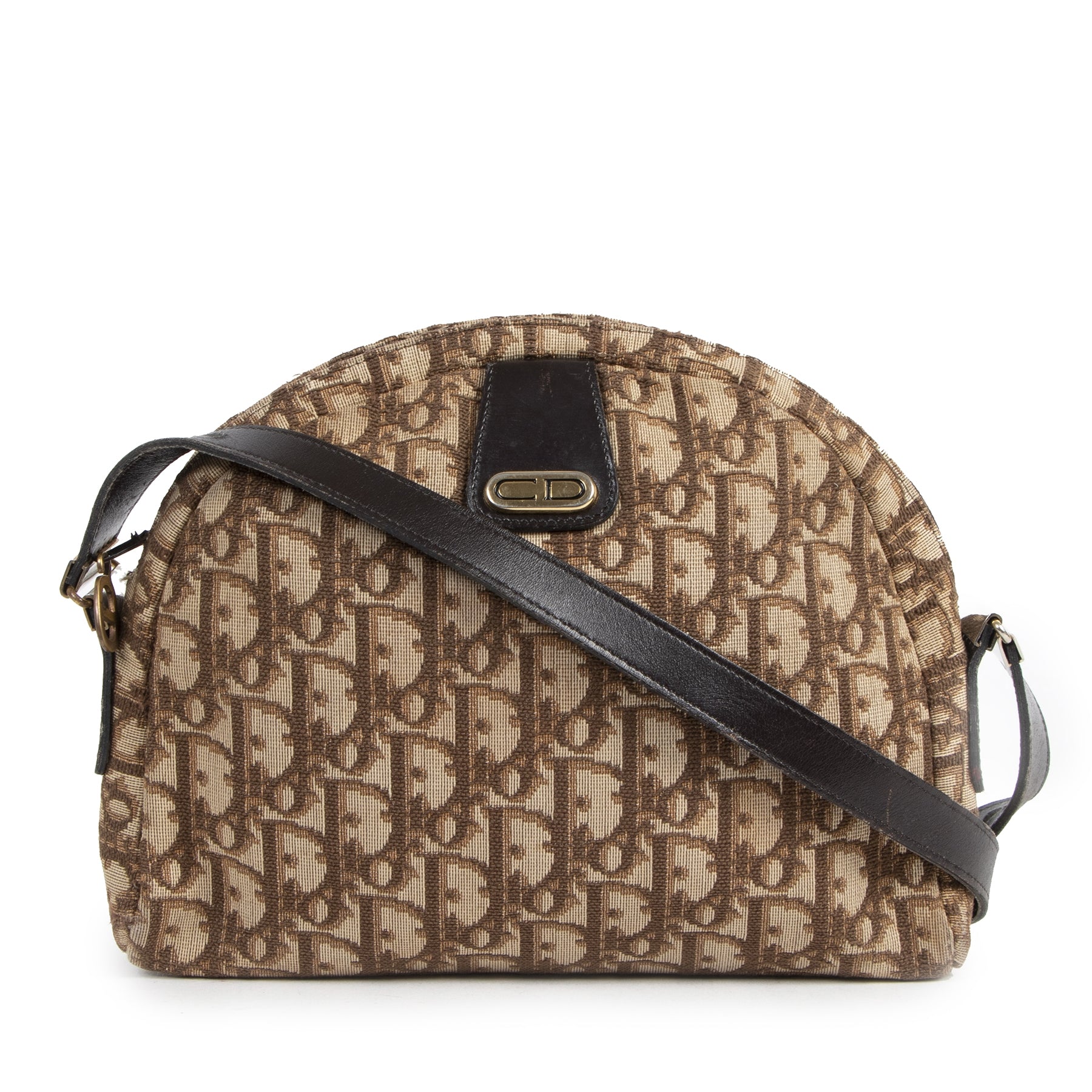 Authentieke Tweedehands Dior Brown Monogram Crossbody Bag juiste prijs veilig online shoppen luxe merken webshop winkelen Antwerpen België mode fashion