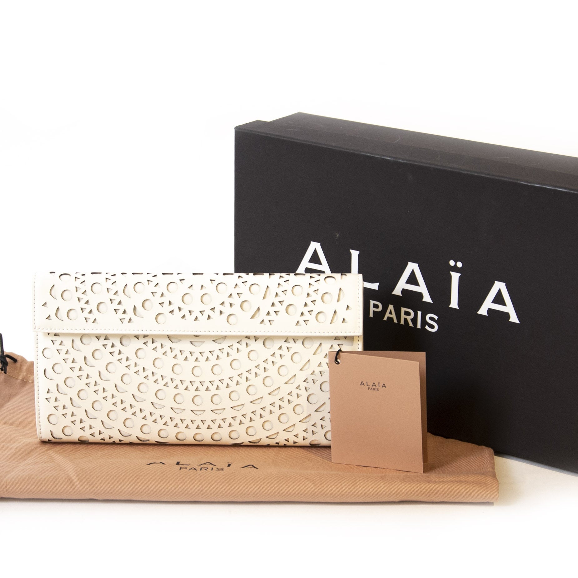 Authentic second-hand vintage Alaïa White Clutch Bag buy online webshop LabelLOV