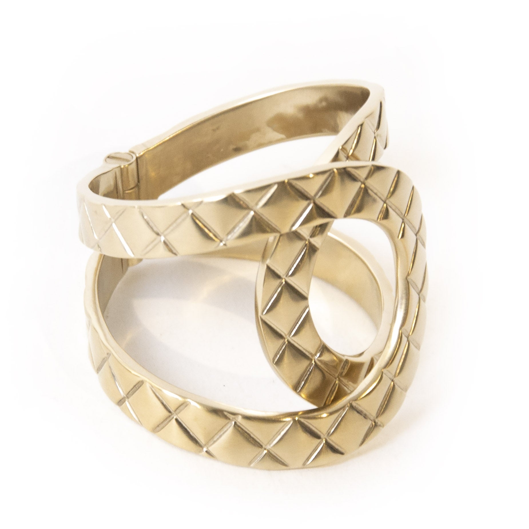 Authentic second-hand vintage Chanel Cross Closure Bangle buy online webshop LabelLOV