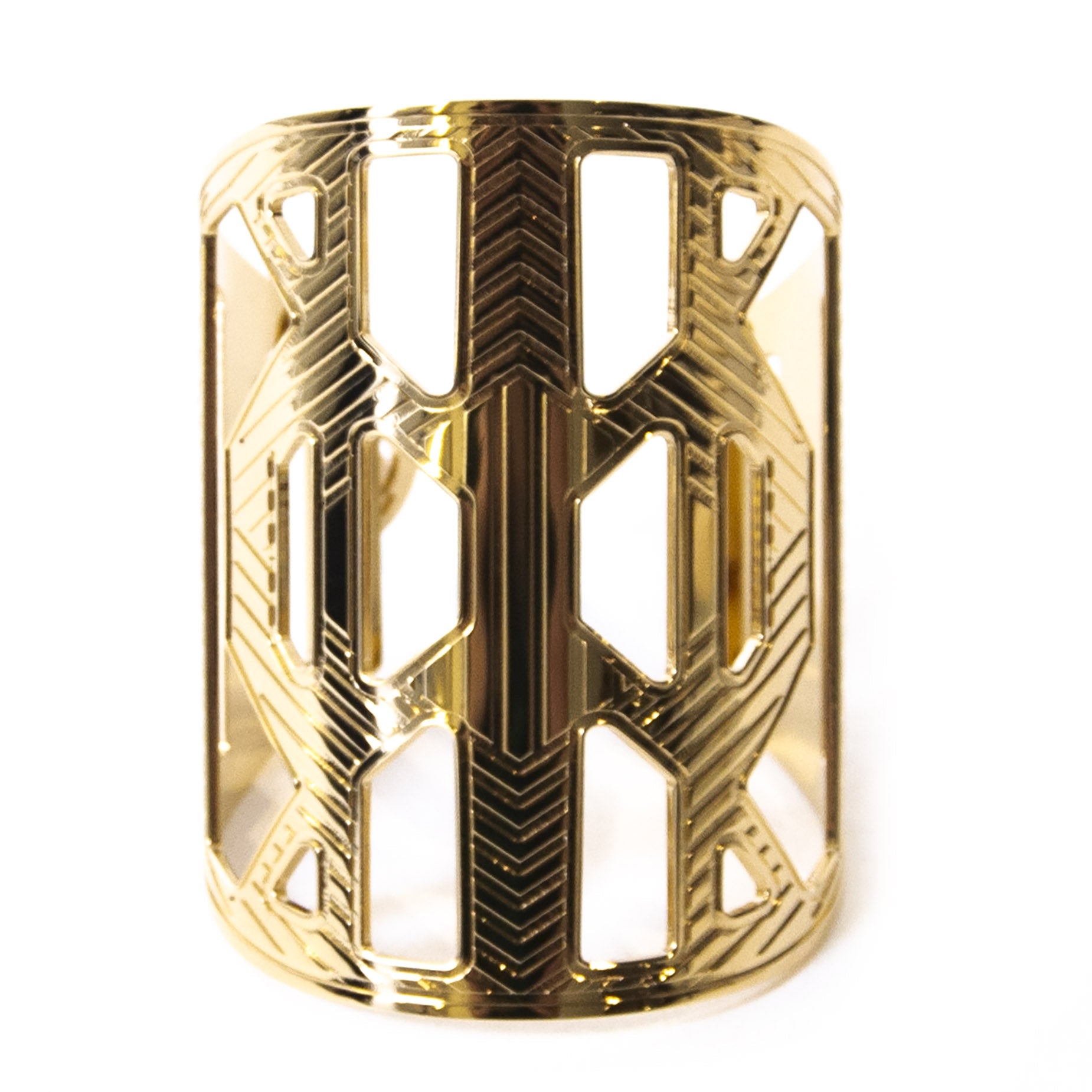 Authentic second-hand vintage Elie Saab Gold Cutout Bangle buy online webshop LabelLOV