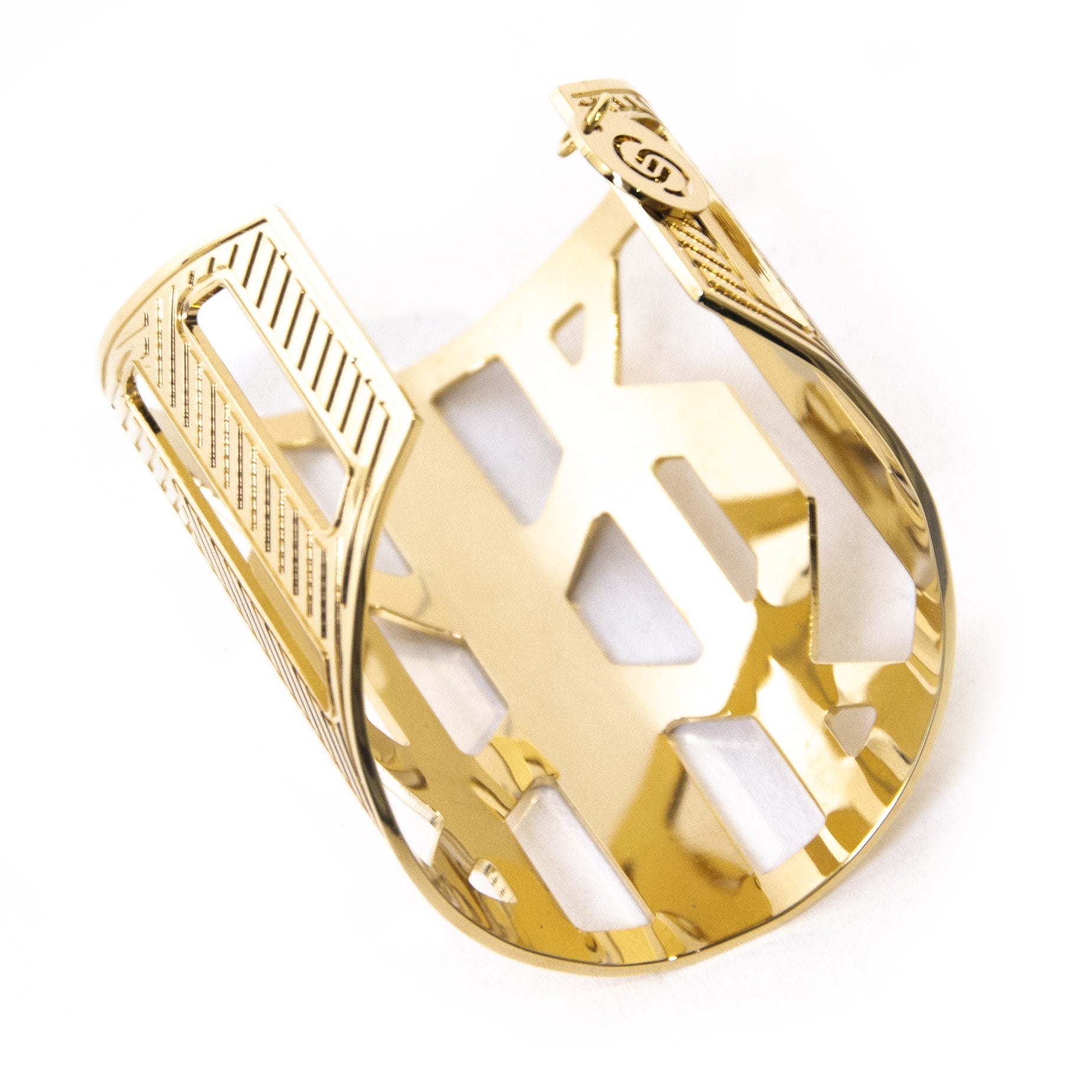 Authentic second-hand vintage Elie Saab Gold Cutout Bangle buy online webshop LabelLOV