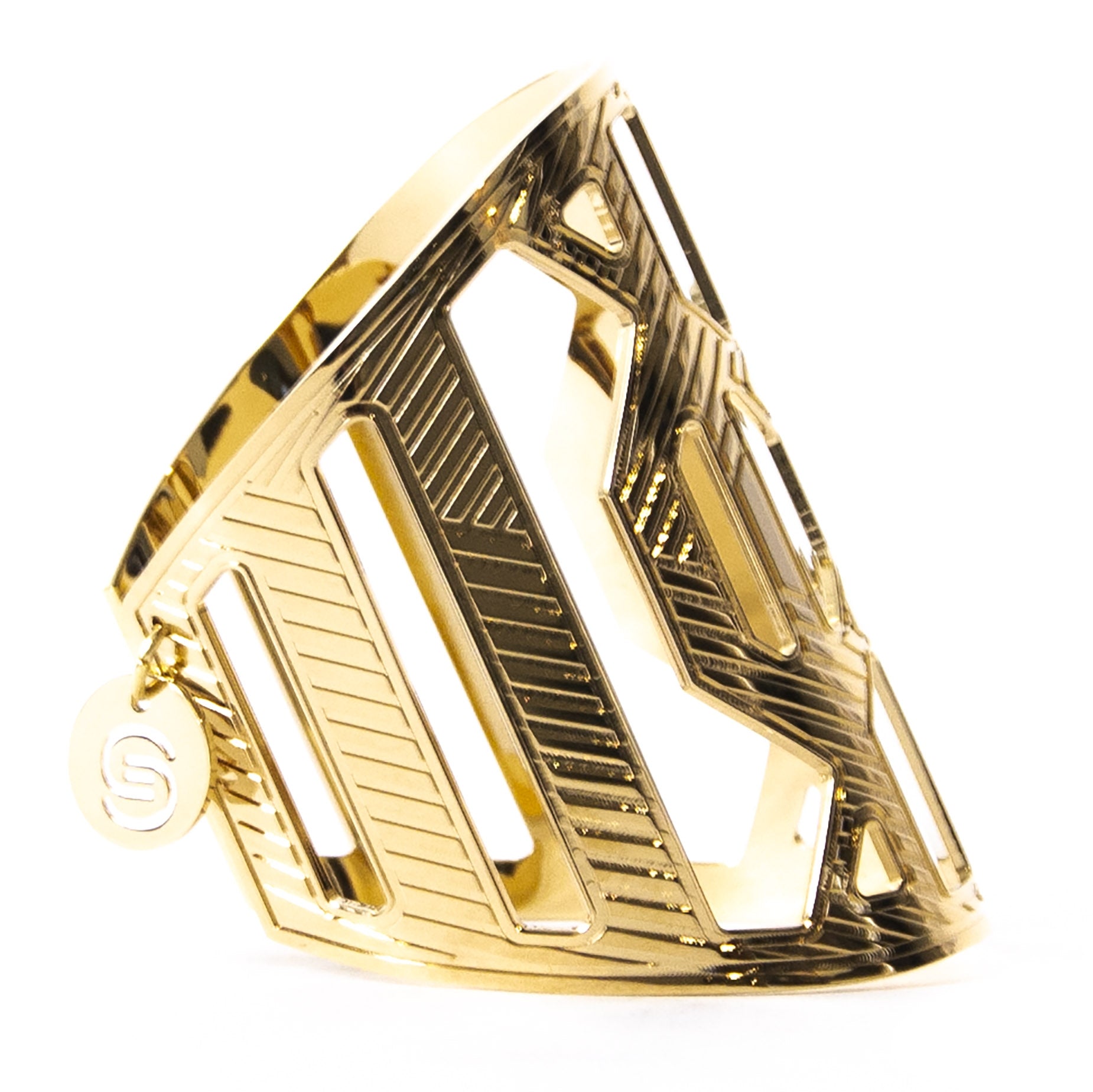 Authentique seconde main vintage Elie Saab Gold Cutout Bangle achète en ligne webshop LabelLOV